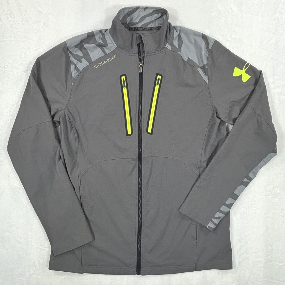 Under Armour Combine Training ColdGear Jacket Mens Large Grey Neon Camo Zip